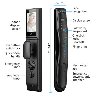 3D Face Recognition Palm Prints Fingerprint Locks Tuya Active Video Calling Password IC Cards Wifi Smart Door Lock