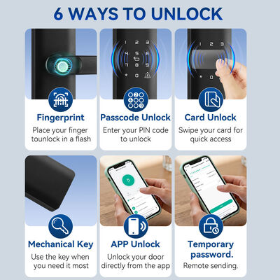A11 Smart Fingerprint Room Door Lock | 6-in-1 Keyless Entry with WiFi App Control | Indoor Wooden Door Lock
