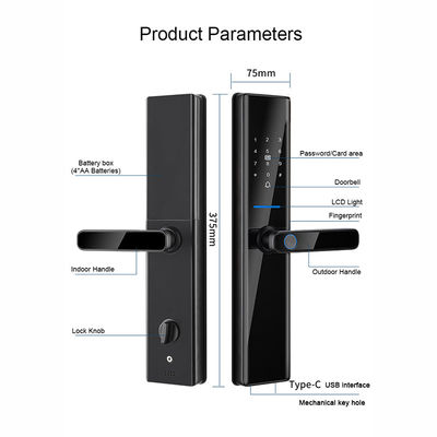 Schwarzes intelligentes Bluetooth-Türschloss Fernschloss Elektronische Türschlösser für Häuser