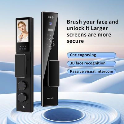 Tuya Wifi Smart Door Lock mit 3D Face Video Intercom RFID Intelligente Karte Schlüssel Fingerabdruckkamera für Aluminium oder Holztür