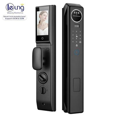 Qleung S959MAX Gesichts-Biometrische Videoanrufe Fingerabdruckerkennung Schlüsselkarte Tuya App vollautomatisches Smart Door Lock