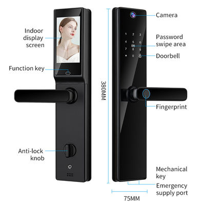 Qleung Tuya Wifi Fernbedienung HD Kamera Video Intercom Fingerabdruck Kartencode Schlüssel S819-2Max Smart Home Door Lock