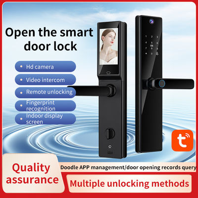 Automatisches Videoanrufen Tuya Wifi App Fingerabdruckerkennung Schlüsselkarte Code S819-2MAX Smart Door Lock für Zuhause Hotel Appartement